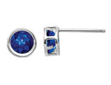 1.40 Carat (ctw) Natural Blue Sapphire Post Earrings 5mm in 14K White Gold